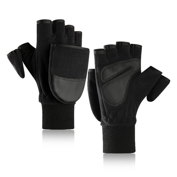 Warm Knitted Wool Mittens Fingerless Gloves Half Finger Outdoor Gloves (X-Large) - Picture 1 of 9
